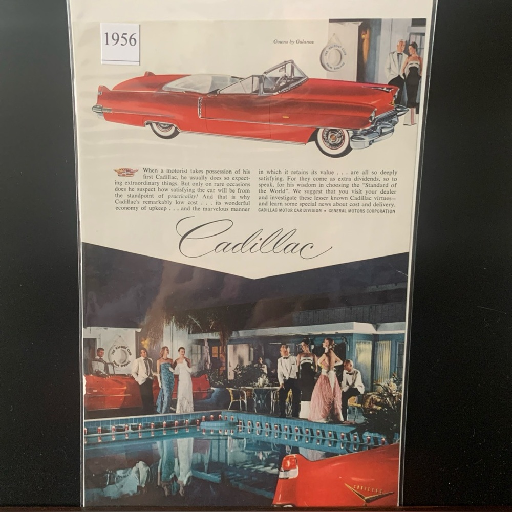 Vintage 1956 Cadillac Gowns By Galanos Ad Advertisement
